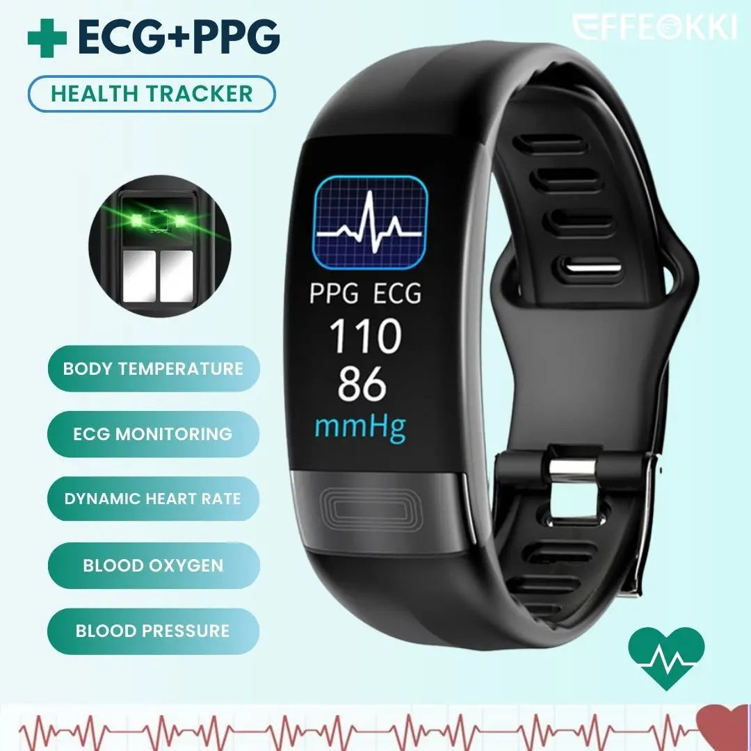 Credor® Energy - Smart Bracelet Body Temperature Monitoring Smart Wristbands ECG PPG Smart Watch Heart Rate Blood Pressure