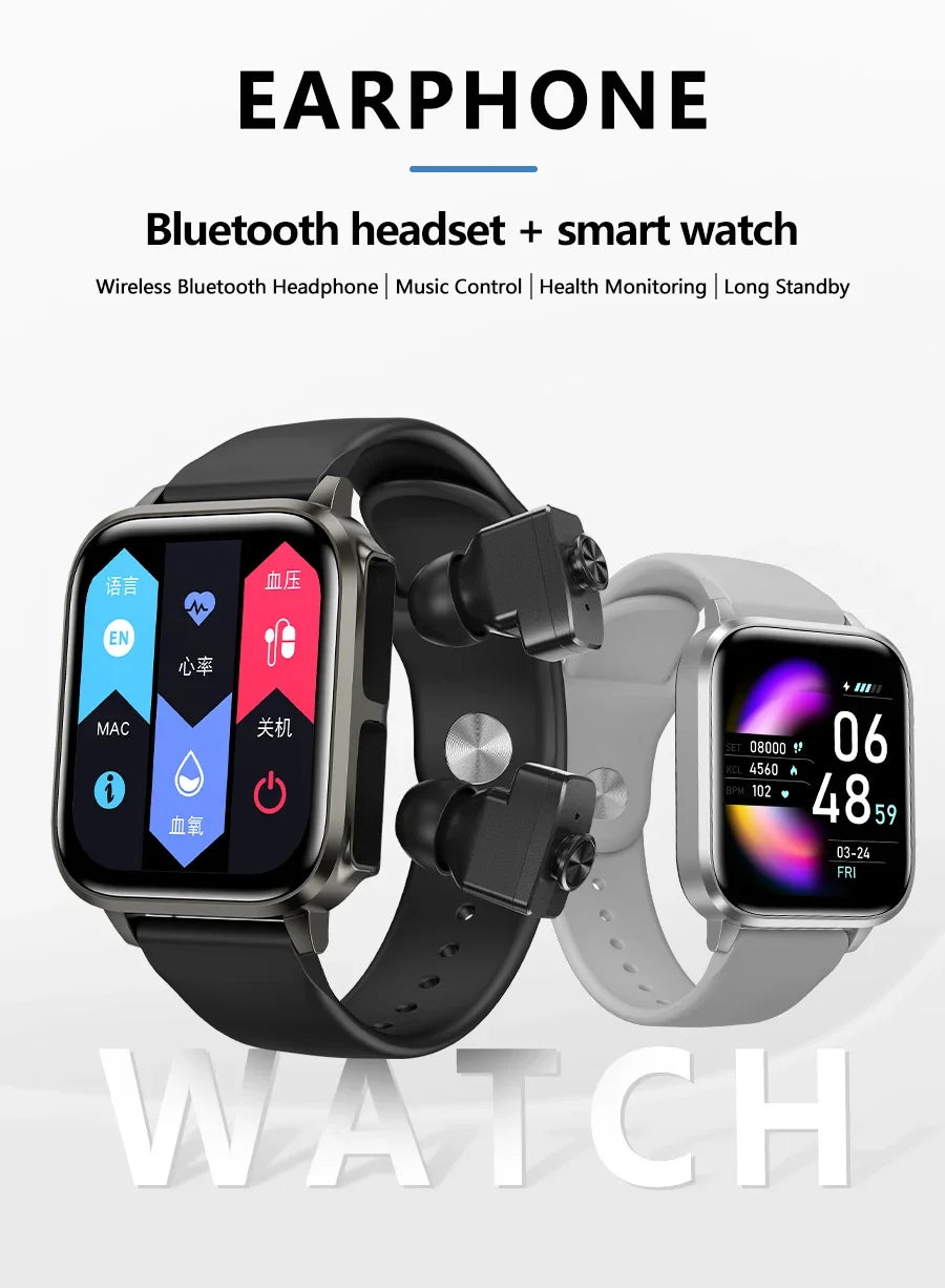 Credor® Unite -Smart Watch With Bluetooth Earphone Waterproof, Touch Big Display Screen Best Relog Inteligente